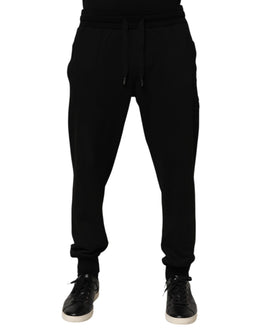 Dolce & Gabbana Black Cotton DG Logo Men Jogger Pants