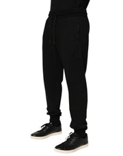 Dolce & Gabbana Black Cotton DG Logo Men Jogger Pants
