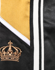 Dolce & Gabbana Black Gold Satin Crown Side Stripe Jogger Pants