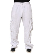 Dolce & Gabbana White Cotton Cargo Trousers Logo Patch Pants