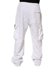 Dolce & Gabbana White Cotton Cargo Trousers Logo Patch Pants