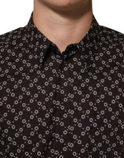 Dolce & Gabbana BrownFloral Collared GOLD Formal Dress Shirt