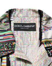 Dolce & Gabbana Multicolor Graphic Collared Casual Shirt