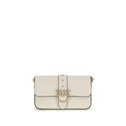 PINKO White Calf Leather Bos Taurus Shoulder Bag