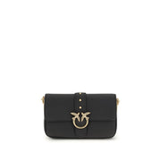 PINKO Black Calf Leather Bos Taurus Shoulder Bag