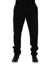 Dolce & Gabbana Black Cotton Regular Denim Men Trouser Jeans