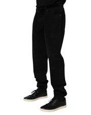 Dolce & Gabbana Black Cotton Regular Denim Men Trouser Jeans