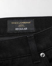 Dolce & Gabbana Black Cotton Regular Denim Men Trouser Jeans