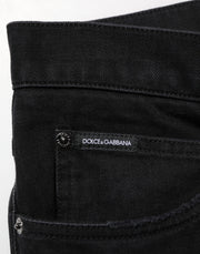 Dolce & Gabbana Black Cotton Regular Denim Men Trouser Jeans