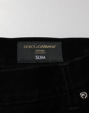 Dolce & Gabbana Black Cotton Slim Fit Denim Trouser Jeans