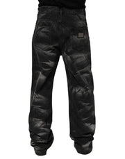 Dolce & Gabbana Black Marbled Effect Straight Men Denim Jeans