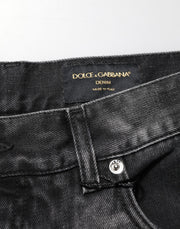 Dolce & Gabbana Black Marbled Effect Straight Men Denim Jeans