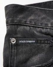 Dolce & Gabbana Black Marbled Effect Straight Men Denim Jeans