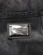 Dolce & Gabbana Black Marbled Effect Straight Men Denim Jeans