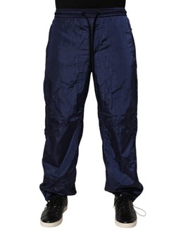 Dolce & Gabbana Blue Nylon Straight Jogger Sweatpants Pants