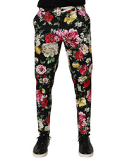 Dolce & Gabbana Black Floral Cotton Dress Formal Trouser Pants