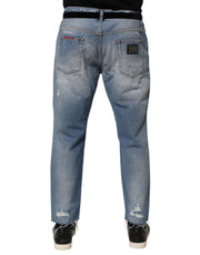 Dolce & Gabbana Blue Distressed Ripped Denim Trouser Jeans