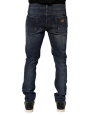 Dolce & Gabbana Dark Blue Washed Running Ripped Denim Jeans