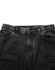 Dolce & Gabbana Black Washed Ripped Loose Cotton Denim Jeans