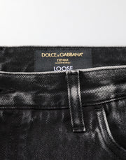Dolce & Gabbana Black Washed Ripped Loose Cotton Denim Jeans