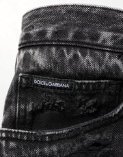 Dolce & Gabbana Black Washed Ripped Loose Cotton Denim Jeans