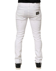 Dolce & Gabbana White Distressed Ripped Denim Trouser Jeans