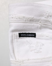 Dolce & Gabbana White Distressed Ripped Denim Trouser Jeans