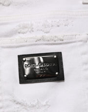 Dolce & Gabbana White Distressed Ripped Denim Trouser Jeans