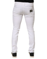Dolce & Gabbana White Ripped Cotton Skinny Men Denim Jeans