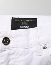 Dolce & Gabbana White Ripped Cotton Skinny Men Denim Jeans