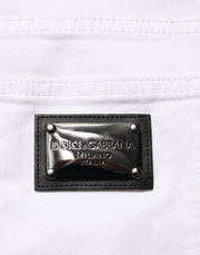 Dolce & Gabbana White Ripped Cotton Skinny Men Denim Jeans