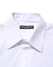 Dolce & Gabbana White Logo Plaque Collared Formal Dress  Shirt