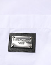 Dolce & Gabbana White Logo Plaque Collared Formal Dress  Shirt