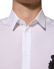 Dolce & Gabbana White Cotton GOLD DGPatch Formal Dress Shirt