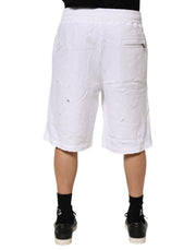 Dolce & Gabbana White Ripped Mid Waist Casual Bermuda Short