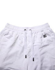 Dolce & Gabbana White Ripped Mid Waist Casual Bermuda Short