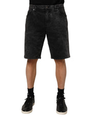 Dolce & Gabbana Black Cotton Mid Waist Denim Men Bermuda Short