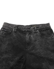 Dolce & Gabbana Black Cotton Mid Waist Denim Men Bermuda Short