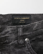 Dolce & Gabbana Black Cotton Mid Waist Denim Men Bermuda Short