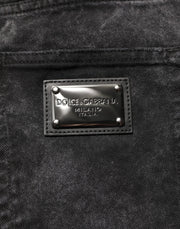 Dolce & Gabbana Black Cotton Mid Waist Denim Men Bermuda Short