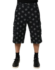Dolce & Gabbana Black Monogram Denim Cargo Men Bermuda Short
