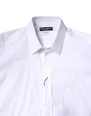 Dolce & Gabbana White Cotton Collared GOLD FormalDress Shirt