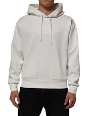 Dolce & Gabbana White Logo Hooded Men Sweatshirt  Sweater
