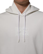 Dolce & Gabbana White Logo Hooded Men Sweatshirt  Sweater