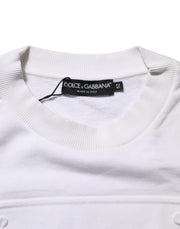 Dolce & Gabbana White Embossed Logo Men Sweatshirt Sweater