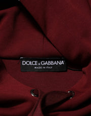 Dolce & Gabbana Maroon Embossed Logo Hooded Sweatshirt Sweater