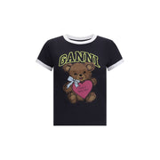 Ganni Black Cotton T-Shirt
