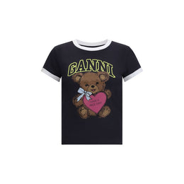 Ganni Black Cotton T-Shirt