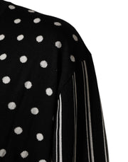 Dolce & Gabbana Black White Stripe Polka V-Neck Pullover Sweater