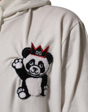 Dolce & Gabbana Off White Cotton Panda Hooded Sweatshirt Sweater